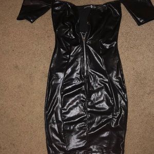 Black leather dress